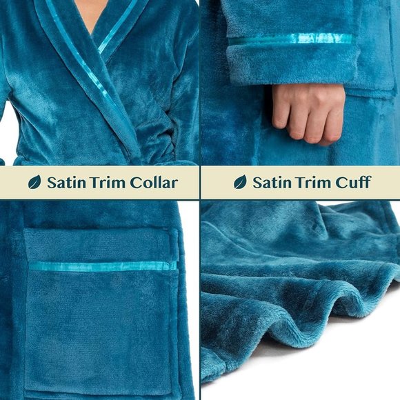 Fleece Robe For Women,‎ Plush Warm Bathrobe Womens, Fluffy Soft Spa Long Robe - Picture 6 of 7